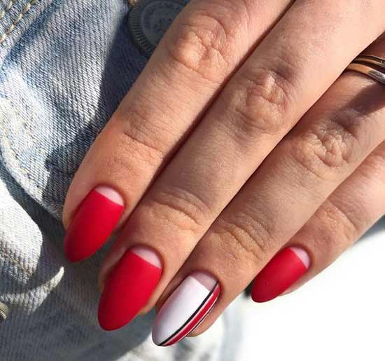 Red + white in manicure