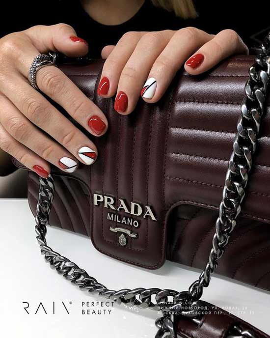 Red + white in manicure