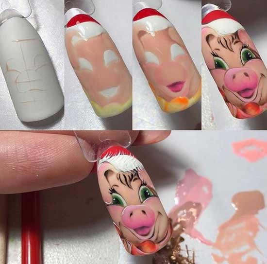 christmas pig - manicure