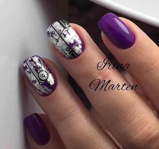 Purple with pieces of foil