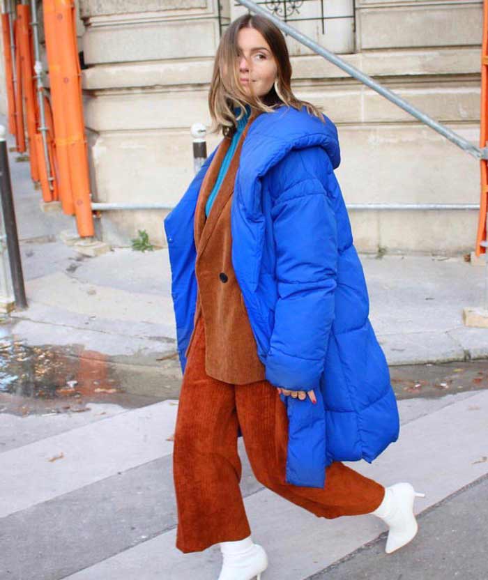 Blue oversized down jacket