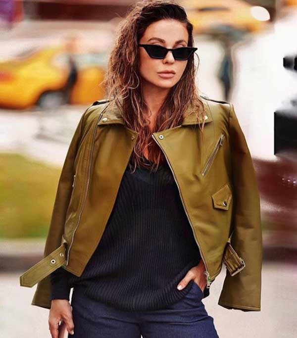 Khaki leather jacket