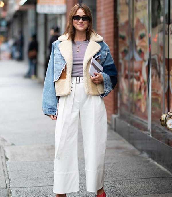 Manteau en peau de mouton à la mode pour les jeans