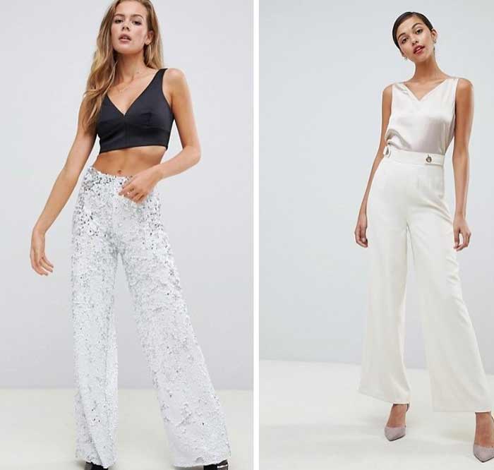 White Wide Leg Pants for New Year