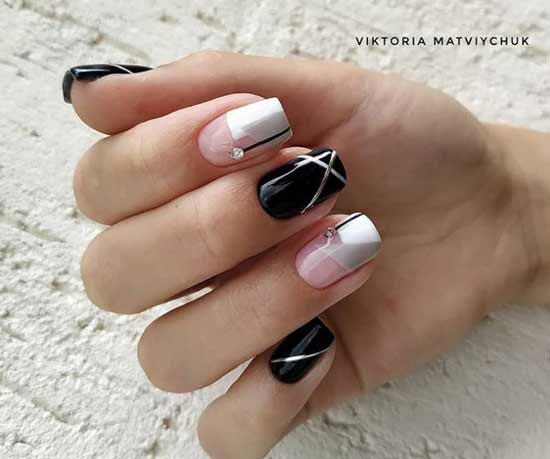 Black and white manicure winter