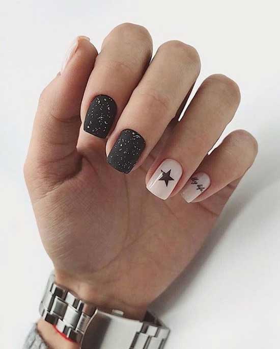 Black matte manicure winter