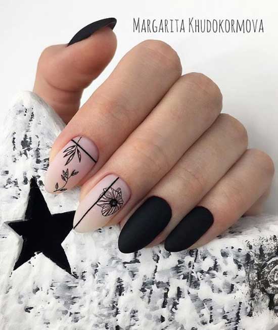 Stylish ideas for black winter manicure 2019