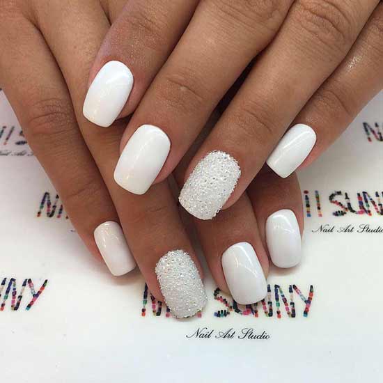 White manicure for New Year 2019