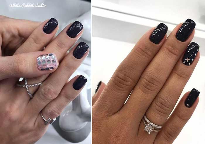 Black color manicure for the New 2019, photo