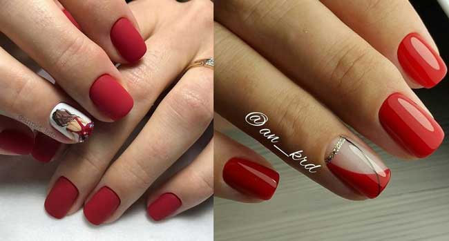 Manucure rouge 2019 sur ongles courts