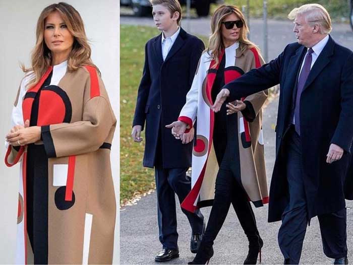 Melania Trump en manteau beige