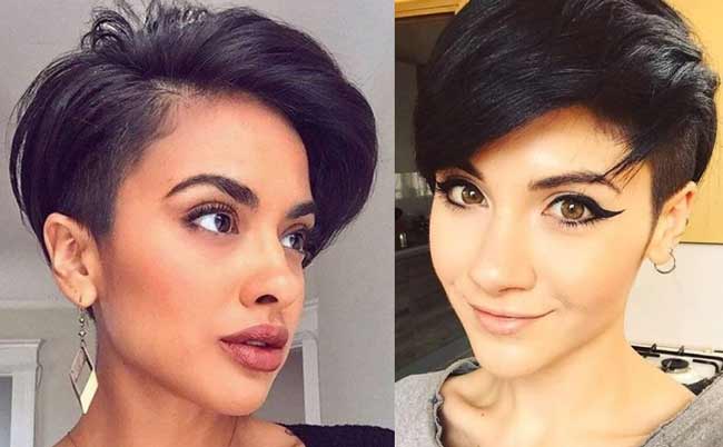 Fashionable haircuts with shaved temples