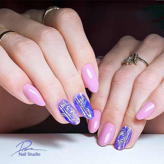 Gentle winter manicure: fashionable ideas of stylish nail-art photo monogram