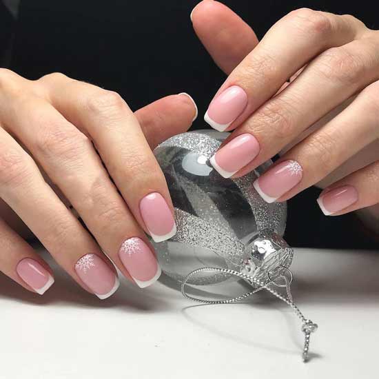 Winter manicure with snowflakes