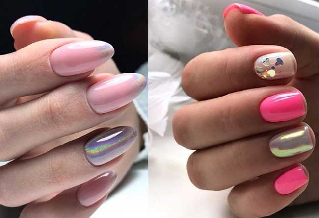 Winter manicure with holography