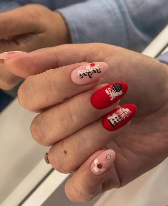 Lettering and hearts on nails