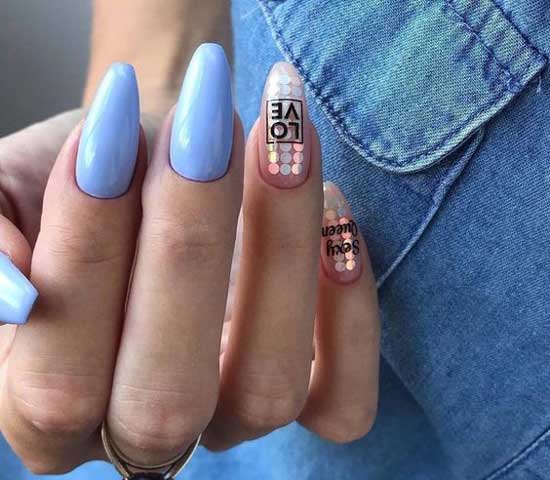 Manicure for February 14 with inscriptions