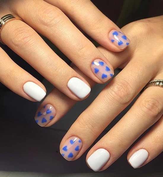 Hearts on a transparent background of nails