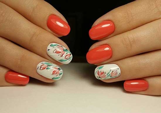 Beautiful manicure for spring with photo design