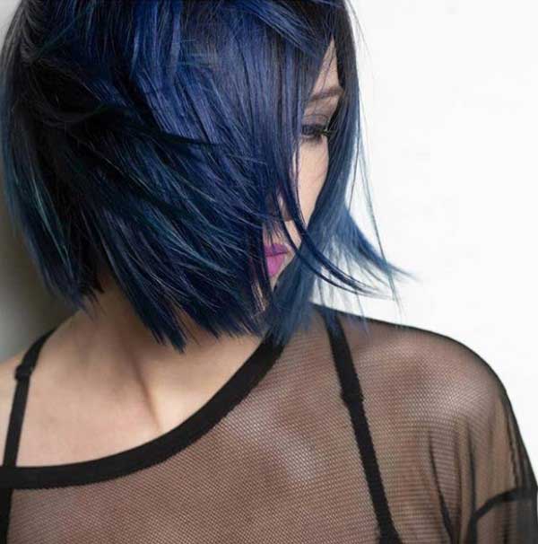 Fashionable navy blue hair color