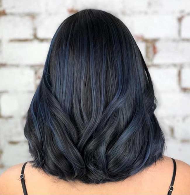 Colored hair coloring with blue strands 2019