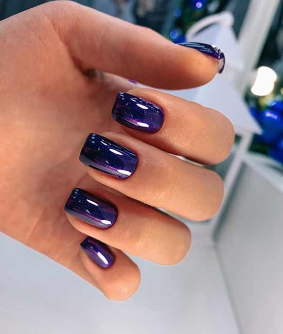 Blue-purple manicure winter