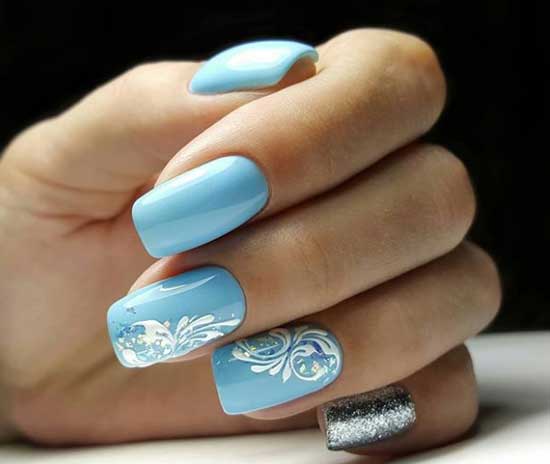 Winter manicure with monograms 2020