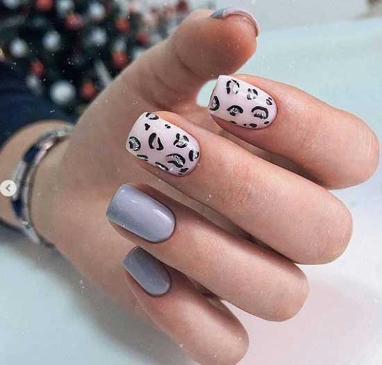 Leopard print and dots manicure 2019