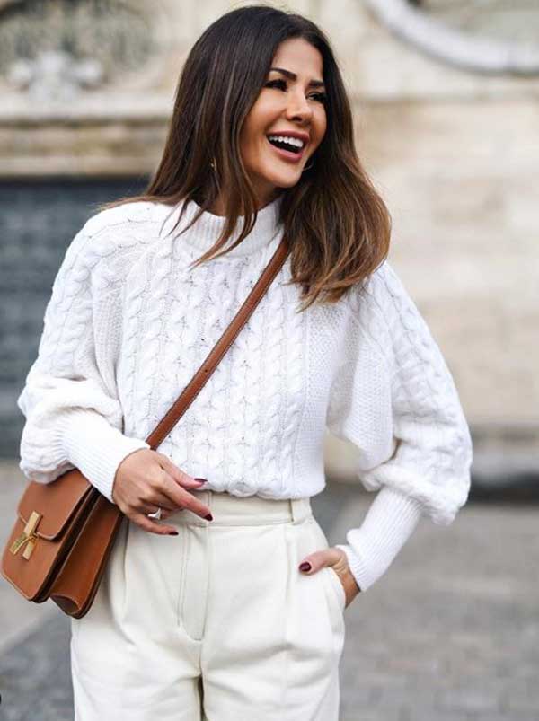 Fashionable white sweater 2019