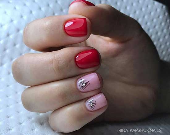 The most fashionable nail designs for short nails 2019-2020: - two colors