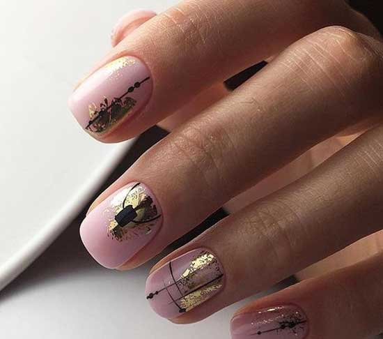 Beautiful manicure with foil for short nails