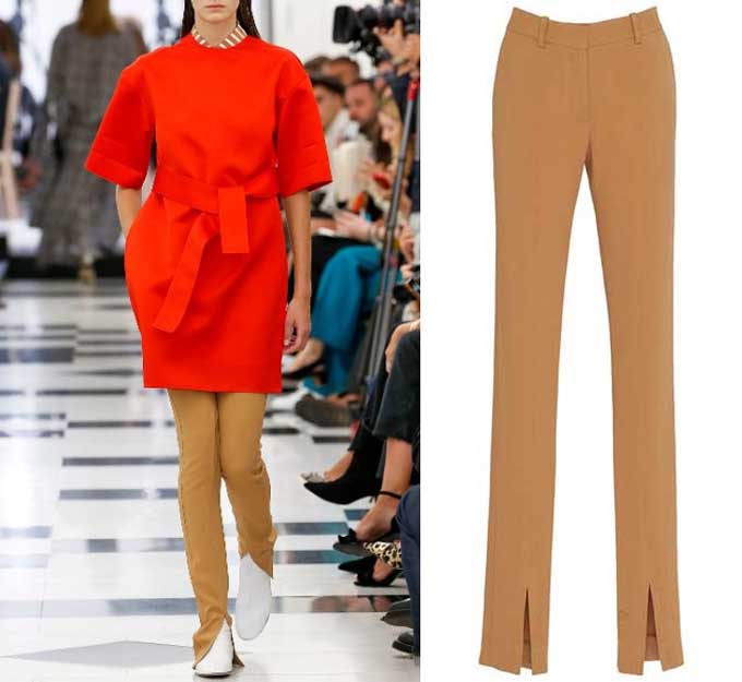 Beige trousers with slits