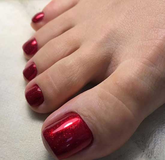 Red Plain Pedicure 2019