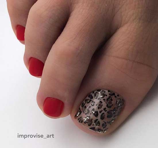 Leopard print and red pedicure 2019