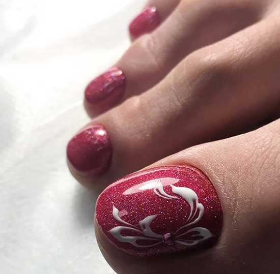 Red pedicure idea with monograms