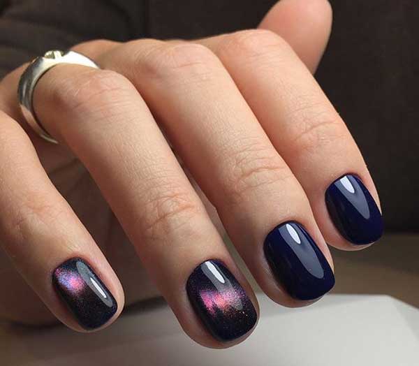 Dark manicure for the office short nails