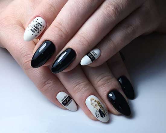 Lettering on nails on a white background