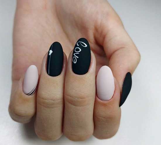 Manicure with inscriptions