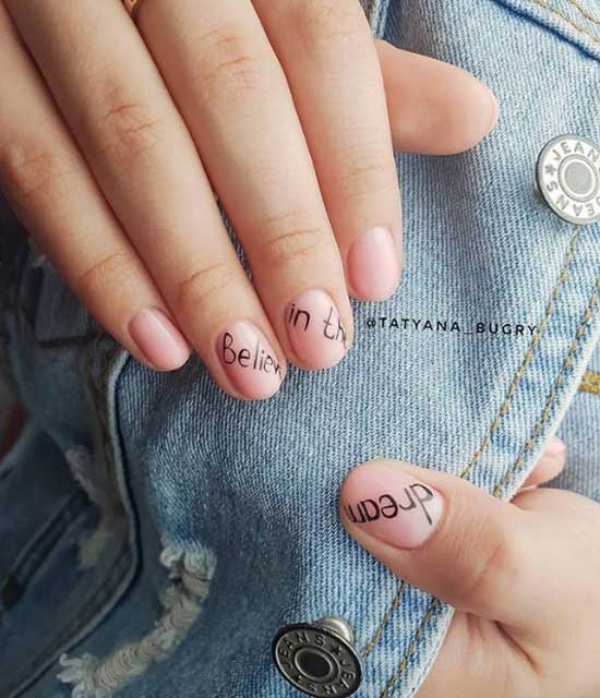 Lettering on nails - minimalism style