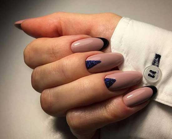 Français noir, modelage d'ongles en gel, veste peinte