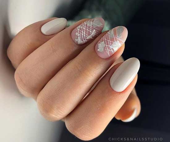 Geometric manicure with white rub