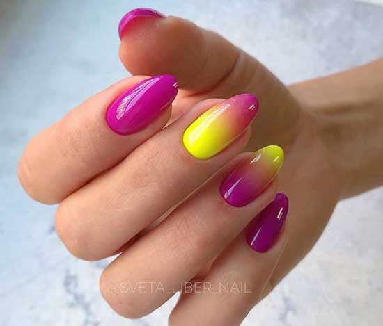 Bright manicure photo ombre neon