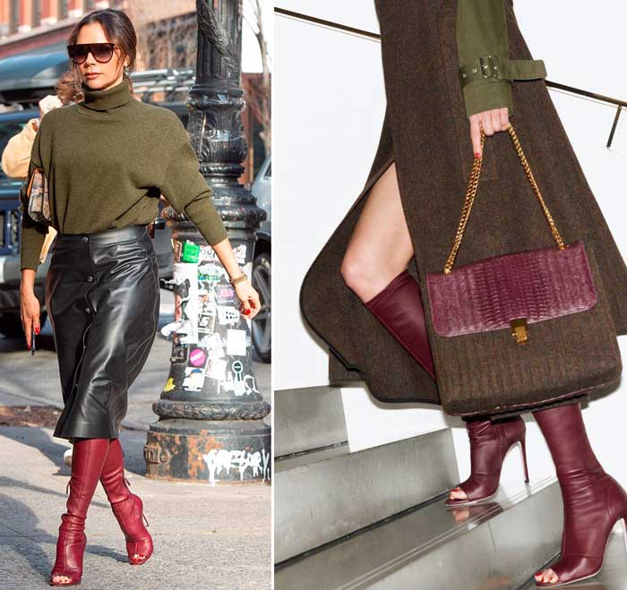 What to wear with a leather skirt - the example of Victoria Beckham