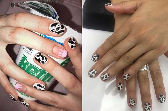 Manicure cow print photo selection