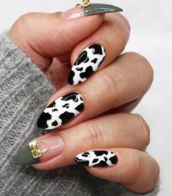 Interesting design manicure cow print