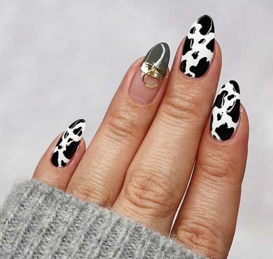 Cow print nail design