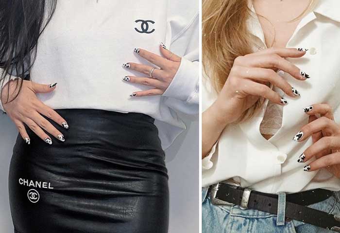 Manucure imprimé vache : tendance des ongles contrastés de 2019, photo