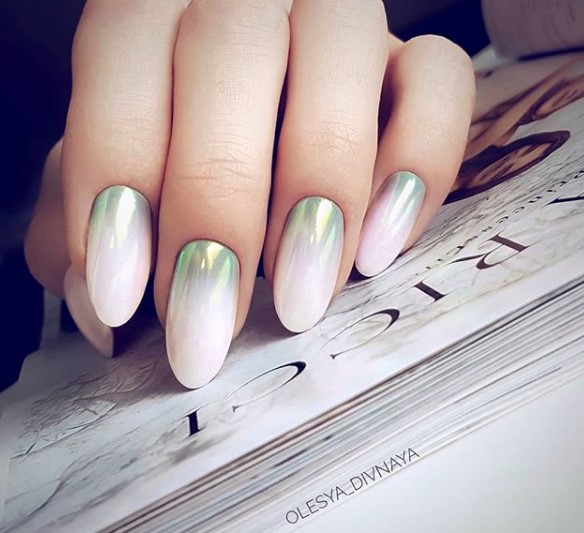 Horizontal with rubbed manicure in gentle colors