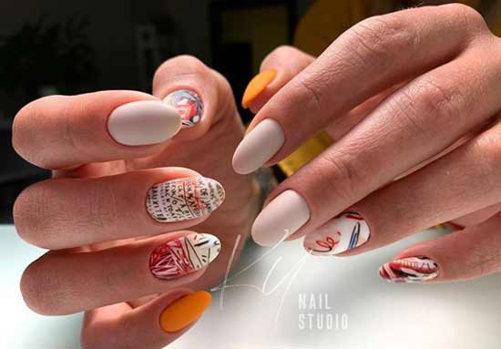 Manicure with inscriptions