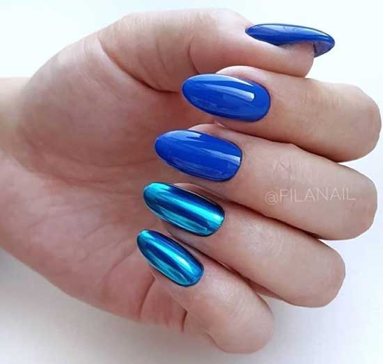 Blue manicure with rub